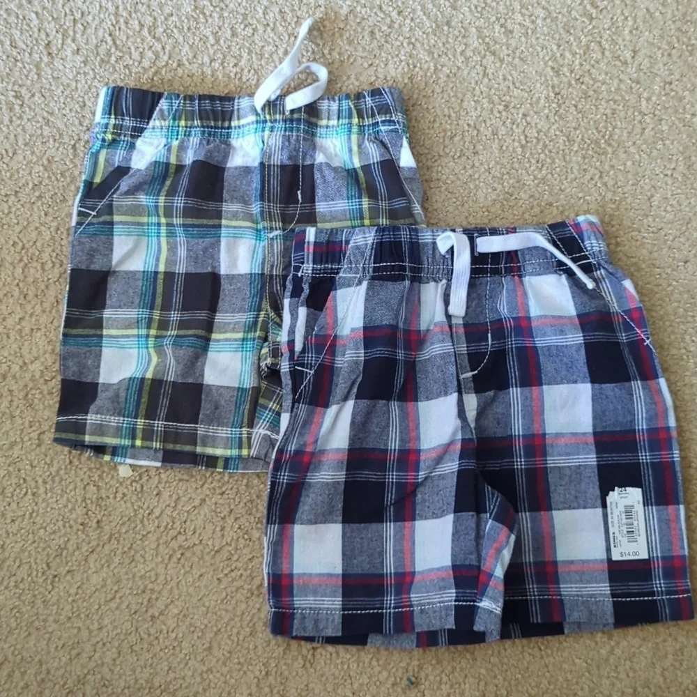 New with Tags Jumping Beans Bundle of Two Plaid Pull On Shorts Size 24 Months